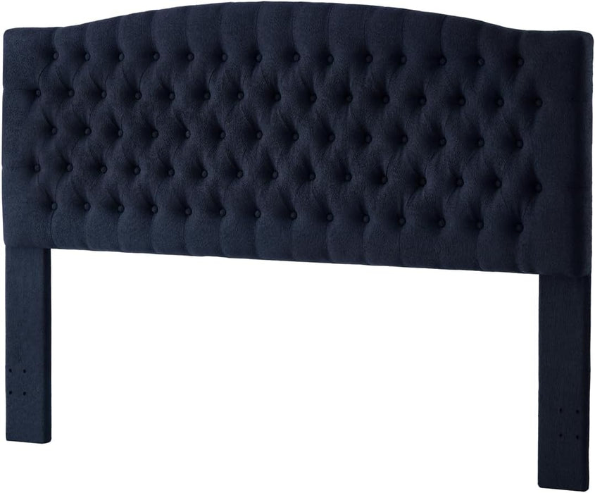 Boucle Upholstered Tufted Button King Headboard and Comfortable Fashional Padded King/California King Size Headboard,6025-K-Boucle-Navy Blue