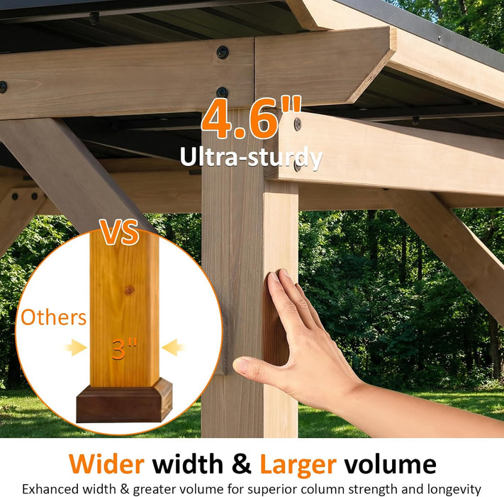 10x12 Cedar Gazebo Gray Weatherproof Sloped Roofing