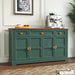 60'' Shaker-Style Large Sideboard Buffet Cabinet with Storage, Green | Credenza Storage Cabinet with 4 Doors and 3 Drawers, Coffee Bar for Kitchen, Living Room