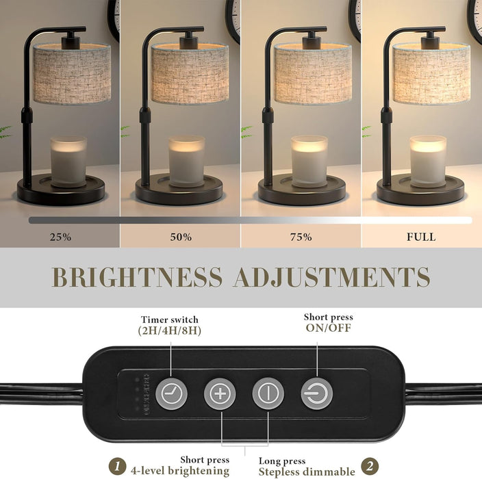Black Candle Warmer Lamp with Timer Dimmer, Height Adjustable Electric Candle Warmer Wax Heater with 2 Bulbs, Birthday Gifts for Women Her, Mom, House Warming Gifts New Home