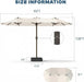 15FT Patio Umbrella with Solar Lights, Double-Sided Extra Large Outdoor Table Umbrella with Base Included, Heavy-Duty 12 Iron Ribs Market Umbrella for Garden, Pool, Backyard, Creamy White
