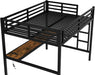 Full Size Metal Loft Bed with Desk and LED Lights,Heavy Duty Loft Bed Frame with Charging Station and USB for Kids,Teens,Adults,Full Size,Black