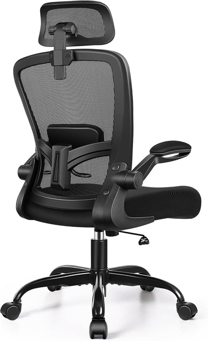 Office Chair, Desk Chair with Adjustable Lumbar Support, Ergonomic Computer Chair with High Back and Armrest, Adjustable Height Gaming Chair Home Office Swivel Chair(Black)
