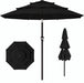 9Ft 3-Tier Patio Umbrellas, Outdoor Umbrella with 8 Sturdy Ribs UV Protection Windproof, Market Table Umbrella W/Push Button Tilt & Crank for Pool, Porch, Deck, Garden(Black)