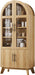 71" Modern Fluted Display Cabinet with Glass Door, Arched Curio Cabinet with Adjustable Shelf, Bookcase for Collectibles Books, Storage Cabinet for Living Room, Dining Room, Natural Oak