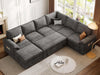 108 Inch Modular Sectional Sleeper Sofa CharcoalGrey