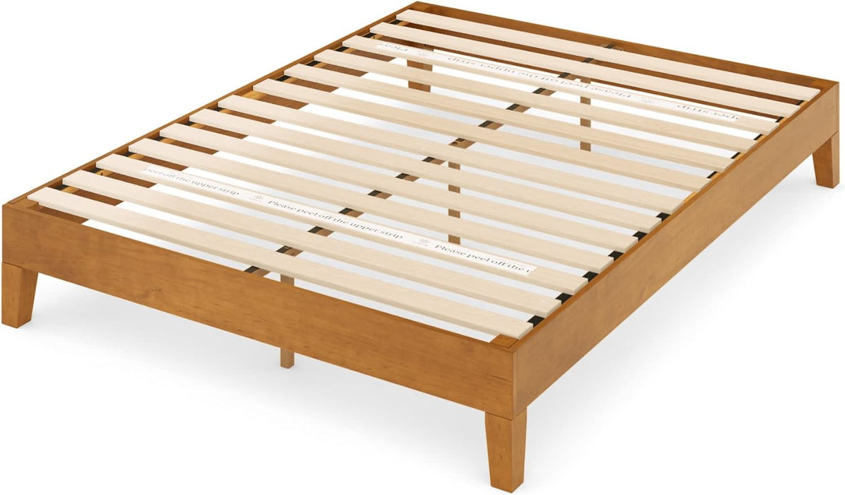 OLB-PWPBBO-12F 12 Inch Deluxe Wood Platform Bed / No Boxspring Needed / Wood Slat Support / Rustic Pine Finish, Full