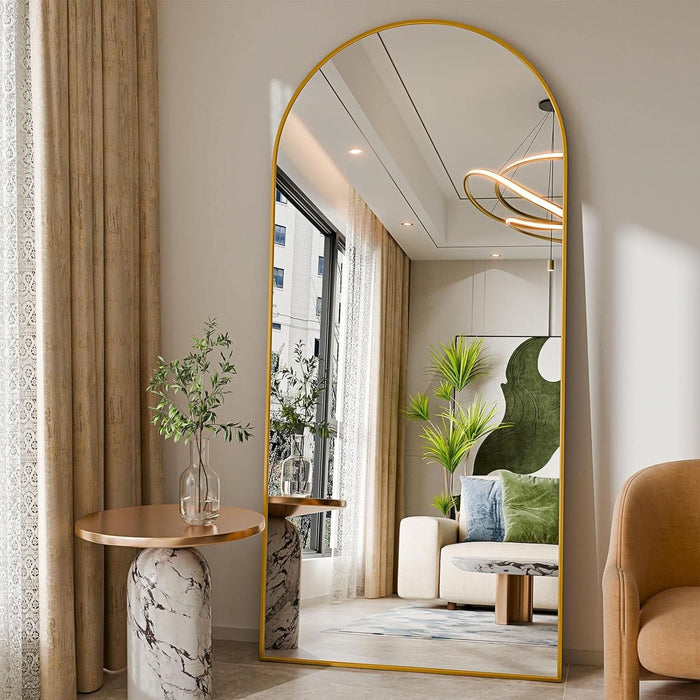 71"X30"Floor Mirror Full Length,Arched Full Length Mirror with Stand,Full Body Mirror,Hanging or Large Leaning for Bedroom Living Room Gold