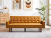 Brown PU FullGrain Leather SpaceSaving ThreeSeater Sofa