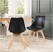 Set of 2 Modern Style Chair Dining Chairs, Shell Lounge Plastic Chair with Natural Wood Legs (Black)