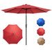 9-FT Outdoor Patio Umbrella with Push Button Tilt and Crank, Patio Table Market Umbrella with 8 Sturdy Ribs UV Protection Waterproof for Garden, Deck, Backyard, Pool, Red