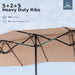 15Ft Patio Umbrella with Solar Lights & Base, Double-Sided, Beige