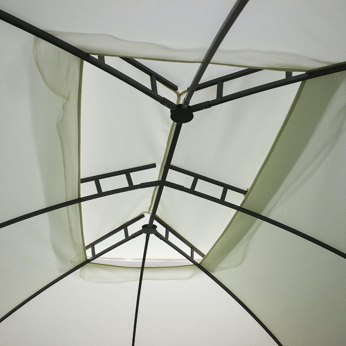 10' X 13' Outdoor Gazebo Patio Gazebo Canopy, Double Vented Roof, Steel Frame, Curtain Sidewalls, Sun Shade Shelter for Garden, Lawn, Backyard, Deck, Beige
