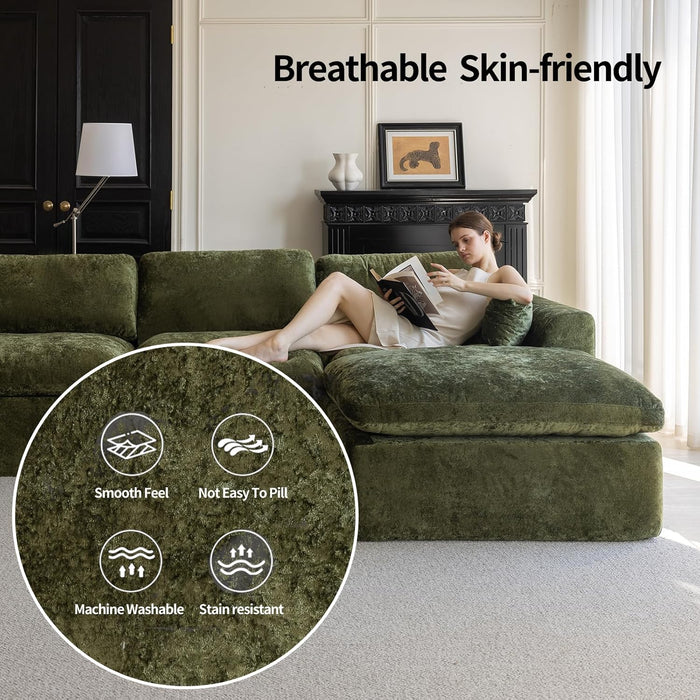 Forest Green Oversized 115 Inch Convertible Sectional