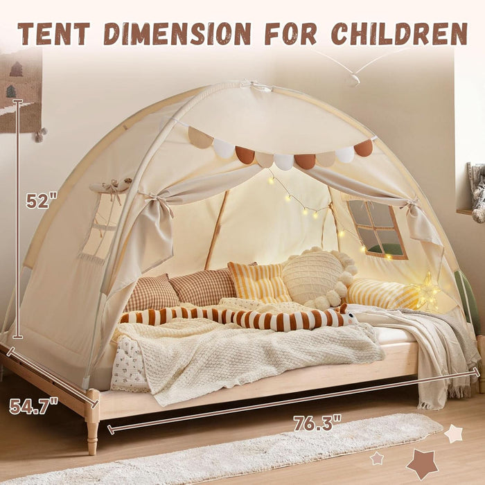 Full Size Bed Canopy Toddler Bed Tents for Kids Dream Tent on Bunk Bed Privacy Space Blackout Sleeping Playhouse Tents Indoor Portable Drafty House for Boys Girl Birthday