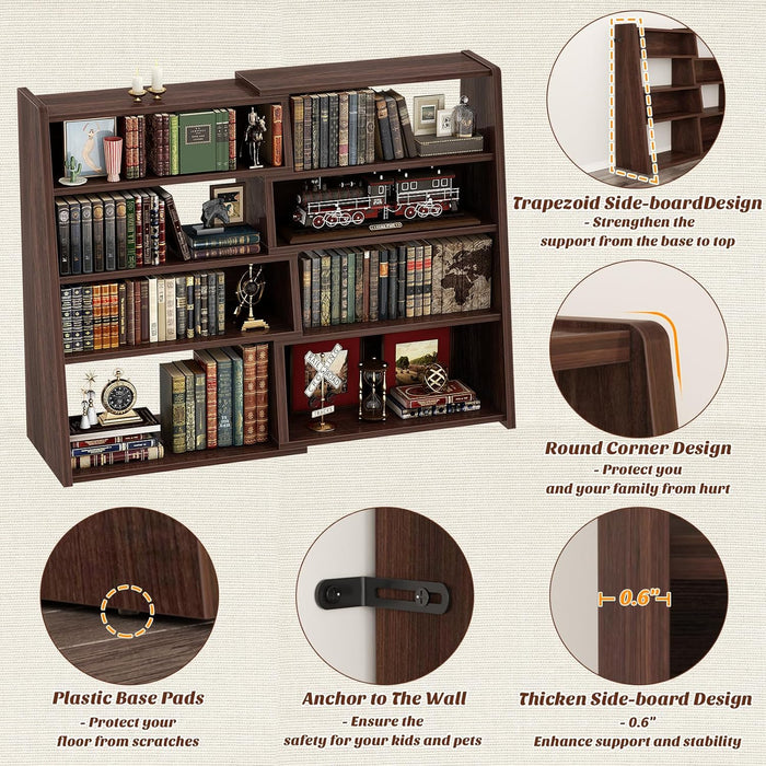 Expandable Corner Bookshelf Black Walnut Narrow Wood