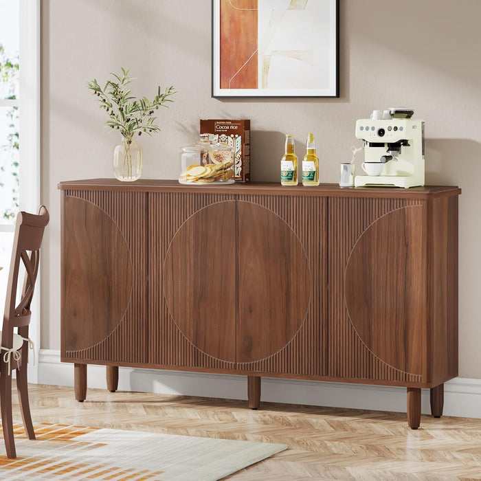 Buffet Cabinet Sideboard with Storage, Modern Storage Cabinet Sideboard Buffet Table with Doors for Living Room Kitchen Dining Room (Brown)