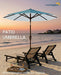 Patiokingdom 10FT Patio Umbrella with Push Button Tilt and Crank, Outdoor Market Umbrella with 8 Fiberglass Ribs, UV Protection Table Umbrella for Pool,Backyard,Garden,Deck