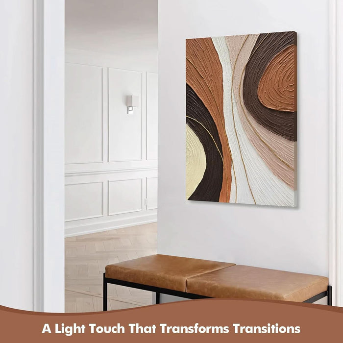 Hand-Painted Thick Textured 3D Curve in Plaster Abstract Neutral Wall Art, Contemporary Minimalist Canvas Oil Painting Wall Decor,Home Decorative Art Painting