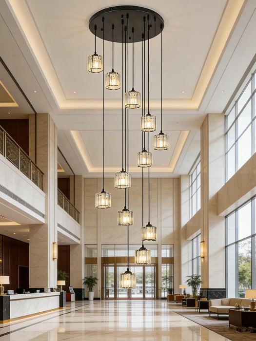 Matte Black Crystal Pendant Chandelier Lighting Fixture