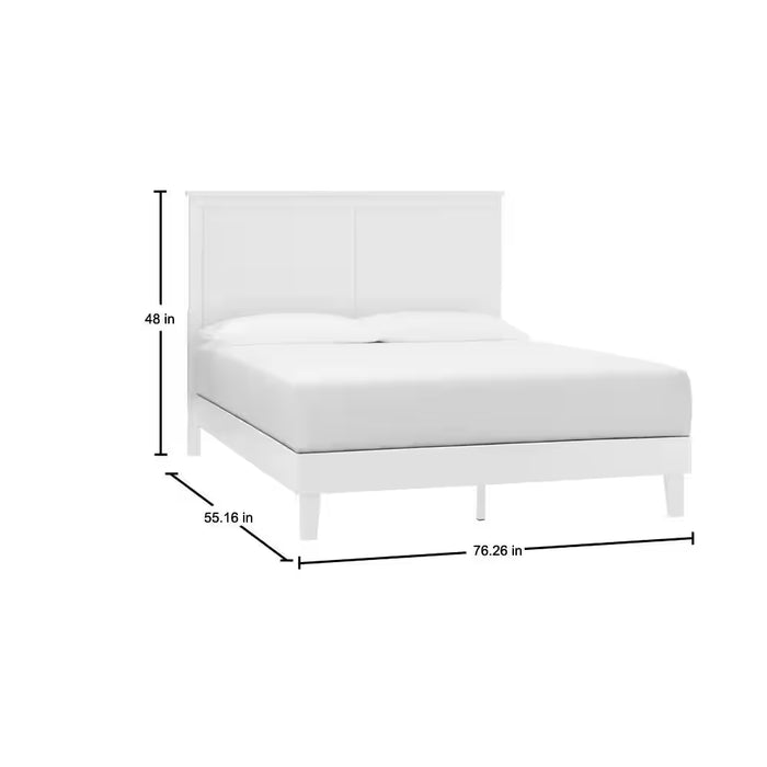 Granbury White Wood Full Platform Bed (55.16 In. W X 48 In. H)