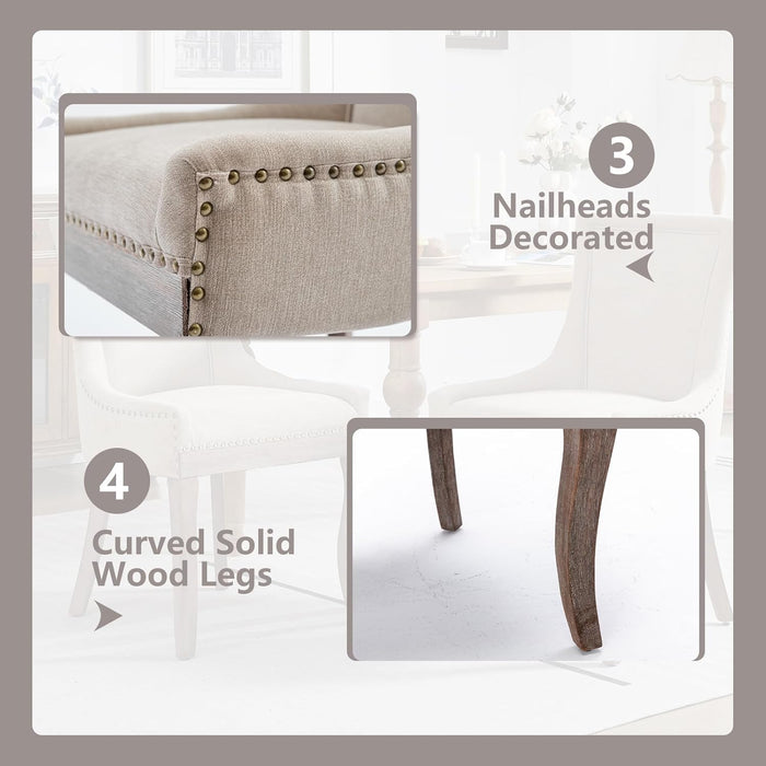 Modern Dining Chairs Set of 4, High Back Dining Chairs Side Chairs with Solid Wood Legs, Upholstered Fabric Dining Room Chairs for Dining Room Kitchen, Beige