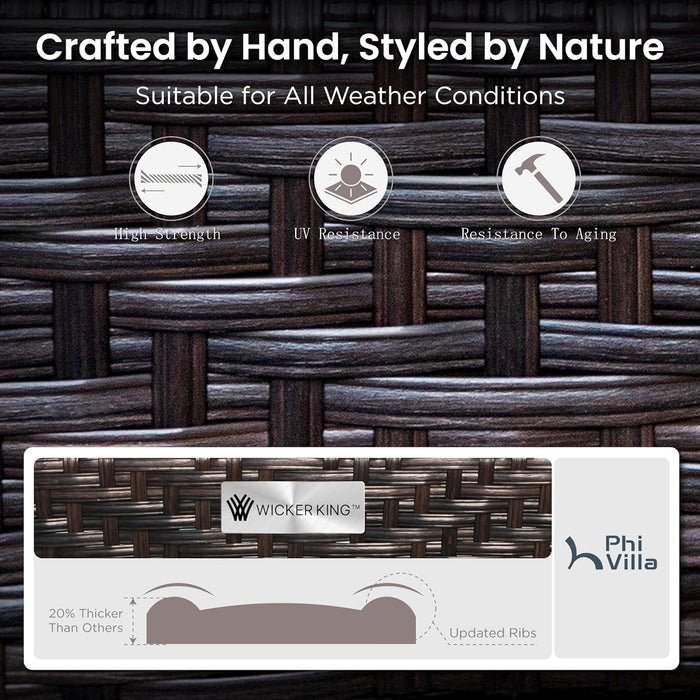 Outdoor Modern Patio Furniture Set, Upgraded Wicker&Metal Patio Furniture Conversation Set with Waterproof Thick Cushions for Porch, Poolside, Deck, and Yard (4 Pieces,Grey)