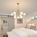 Gold Modern Chandelier 9-Light Glass Globe Ceiling Light Fixtures Mid Century Modern Sputnik Chandelier for Dining Room Kitchen Island Bedroom Living Room
