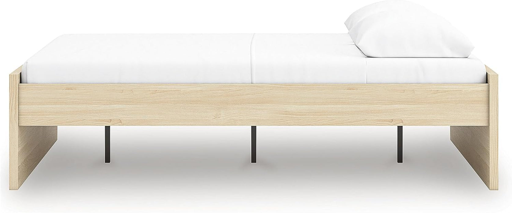 Signature Design by Ashley Onita Scandinavian Queen Platform Bed, Foundation or Box Spring Not Needed, Light Brown