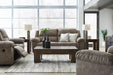 Laresview Contemporary Faux Leather Manual Double Reclining Loveseat with Console, Storage and Cup Holders, Gray