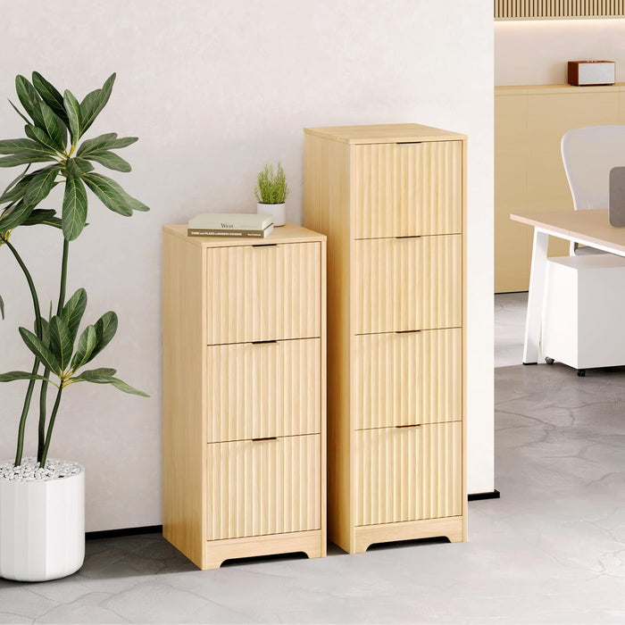 Contemporary Oak Filing Cabinet Featuring Four Drawers