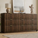 Walnut Dresser for Bedroom, Modern Dresser with 9 Drawers and Smooth Slides, Wide Chest of Drawers with Golden Handles for Bedroom, Living Room, Closet, 15.7" D X 63" W X 31.5" H