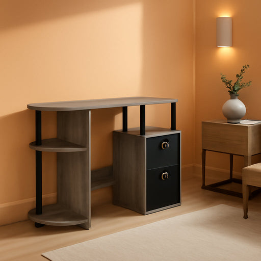 Jaya Simplistic Computer Study Desk, 15.6" D X 38.4" W X 28.5" H, French Oak Grey/Black