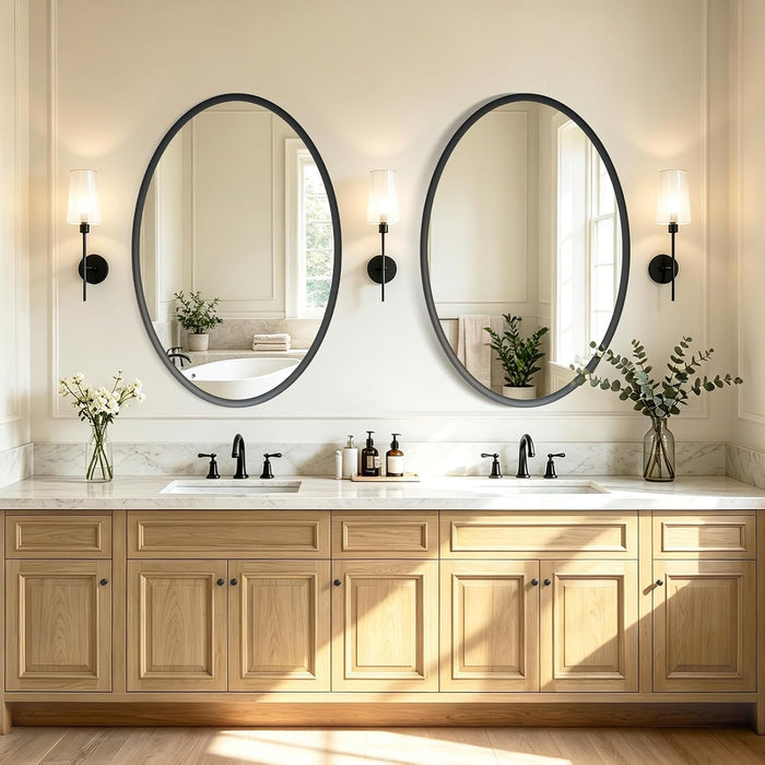 Black Oval Bathroom Mirror 20X28 Inch