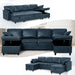 Blue Genuine Suede Leather 110Inch Sectional Sleeper