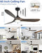 60 Inch Outdoor Ceiling Fans with Lights,Smart Wood Ceiling Fan for Alexa,Google & APP Control,Indoor/Outdoor,3 Blades,3Cct Dimmable,Deep Brown Walnut,Downrod Mount for Patio Porch