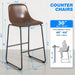 Pu Faux Leather Bar Stools Set of 2, Industrial Pub Barstools with Back and Footrest, Modern Armless Bar Height Stool Chairs (Brown, 30" Barstool X2)