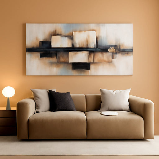 Modern Abstract Geometric Oversized Wall Art Decor for Living Room Modern Abstract Beige and Black Wall Art Geometric Decorations Prints Wall Art for Bedroom and Office Wall Decor 29 X 58 Inch