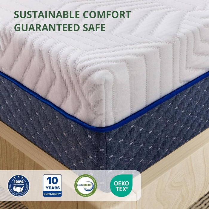 King Mattress, 12 Inch King Size Mattress in a Box, Firm Gel Memory Foam for Contouring Support & Pressure Relief, Assembled in the USA, Certipur-Us Certified, Fiberglass Free