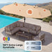 15Ft Large Double Sided Patio Umbrella with 48 Solar LED Lights & Base Included, Heavy Duty Market Table Umbrella with 220Gsm Fade-Resistant Canopy for Commercial & Residential, Deck, Pool, Backyard (Beige)