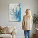 Hand-Painted Blue Floral Canvas Wall Art, 24X36 in Thick Textured Abstract Oil Painting, Vertical Modern Artwork for Living Room, Bedroom, Office, Large Original Wall Decor