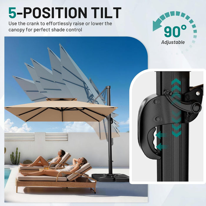 11×11 FT Double-Top Cantilever Patio Umbrella, Beige