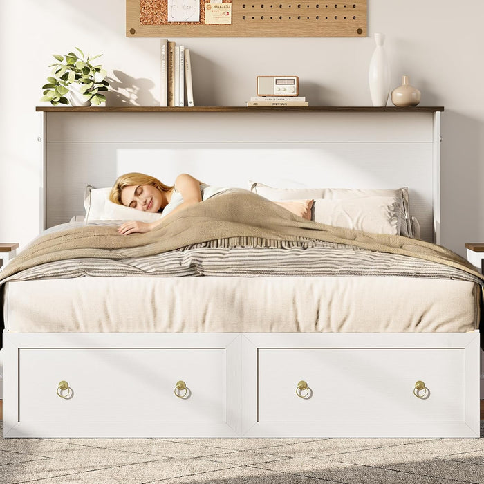 Queen Murphy Bed SpaceSaving Charging Cabinet Drawers
