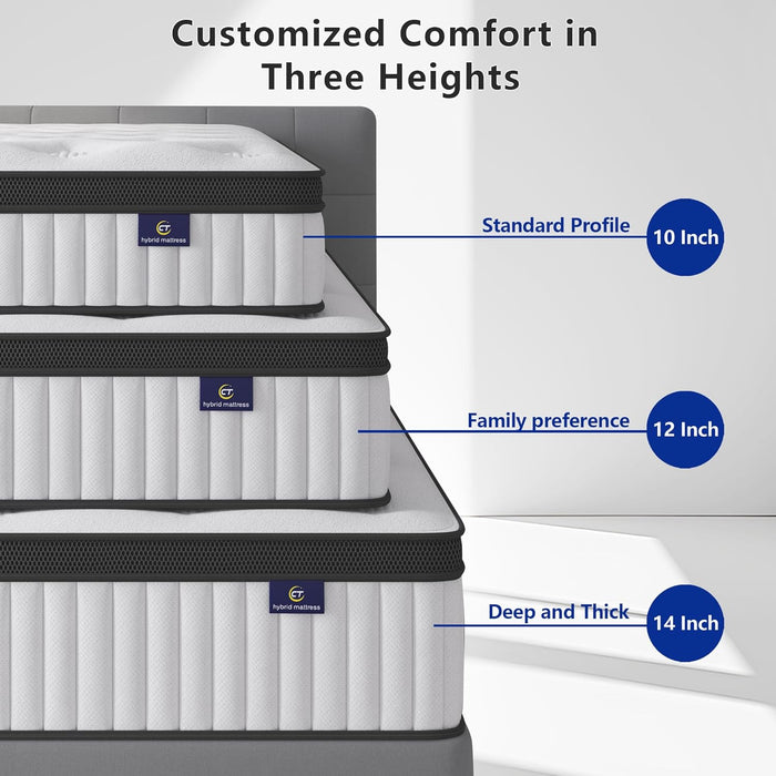 Full Size Mattress, 12 Inch Hybrid Mattress in a Box, Memory Foam and Pocket Springs, Fiberglass Free, Soft and Breathable, Medium Firm Feel