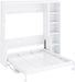 Murphy Bed Chest Full Size,Hideaway Wall Bedframe with Desk and Bookshelf,Space Saving Cabinet Bed W/Shelf,Slat Support,Can Be Folded,Bedroom Furniture for Small Space,White