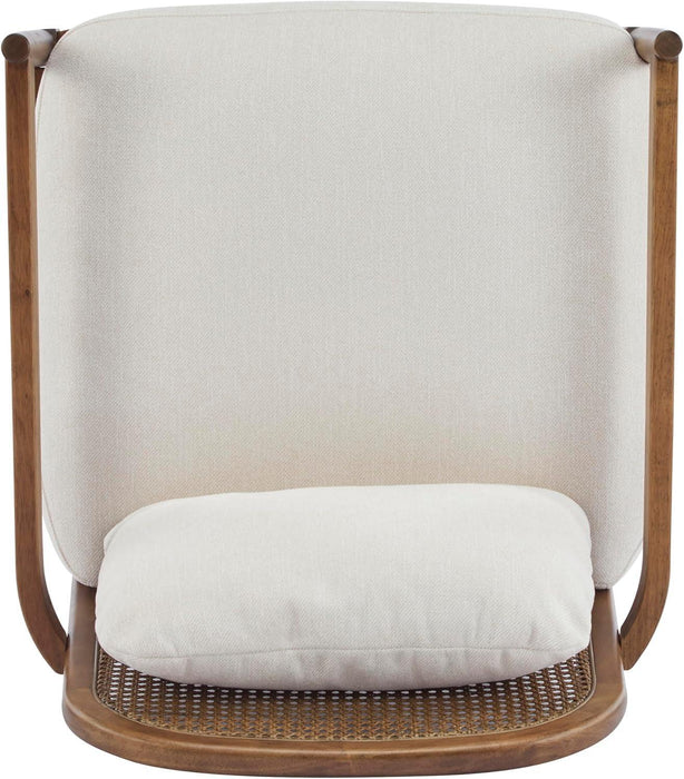 MidCenturyBeigeUpholstered Club Chair Set 2 Open Back