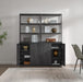 Fluted Book Shelf with Doors 75" Tall Bookshelf with Storage | 6 Tier Large Bookcase with Bottom Cabinet - Modern Metal Book Case for Living Room, Home Office, Kitchen, 3 Pieces