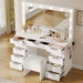 Makeup Vanity with LED Mirror, 11-Drawer Vanity Table with Touch-Control Lights