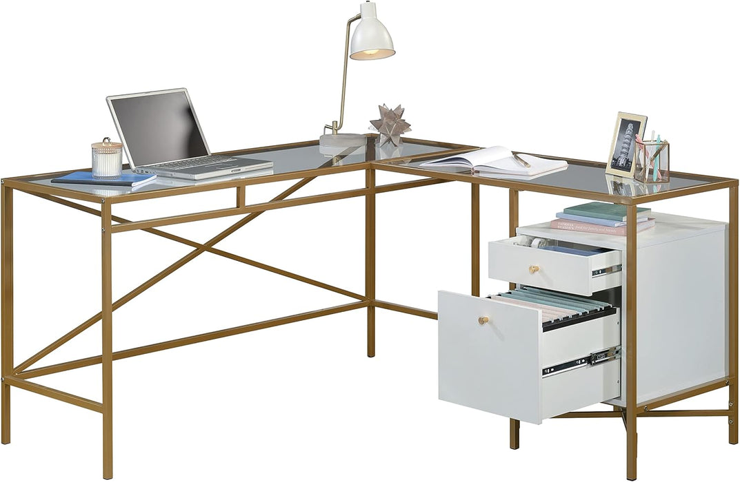 Harper Heights L-Desk, White Finish
