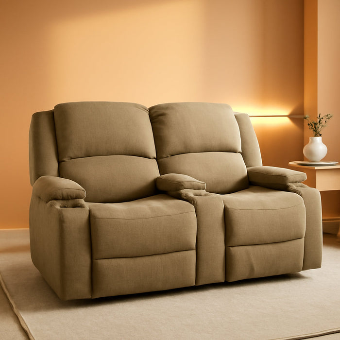Charles Powered Double RV Wall Hugger Recliner Sofa | RV Loveseat | RV Furniture | Cloth (Oatmeal, 67")
